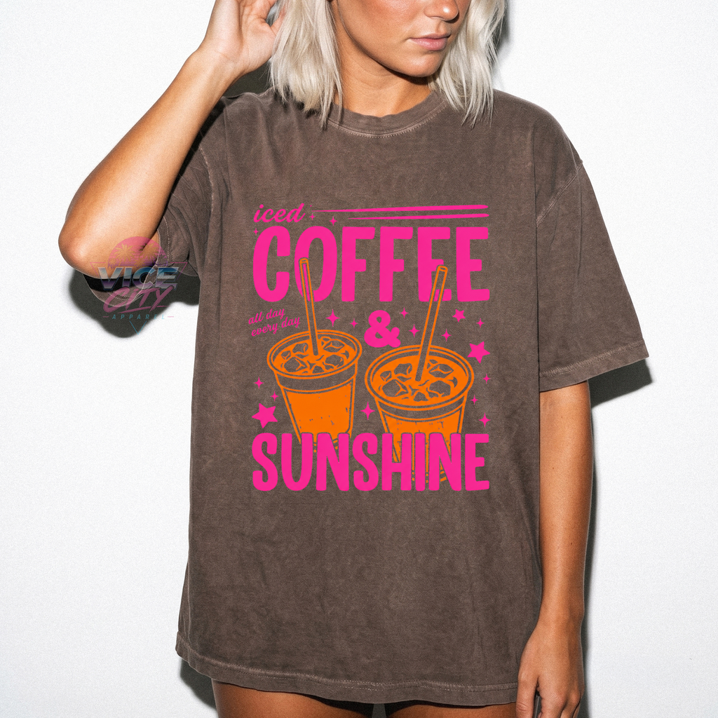 Iced Coffee and Sunshine" T-shirt