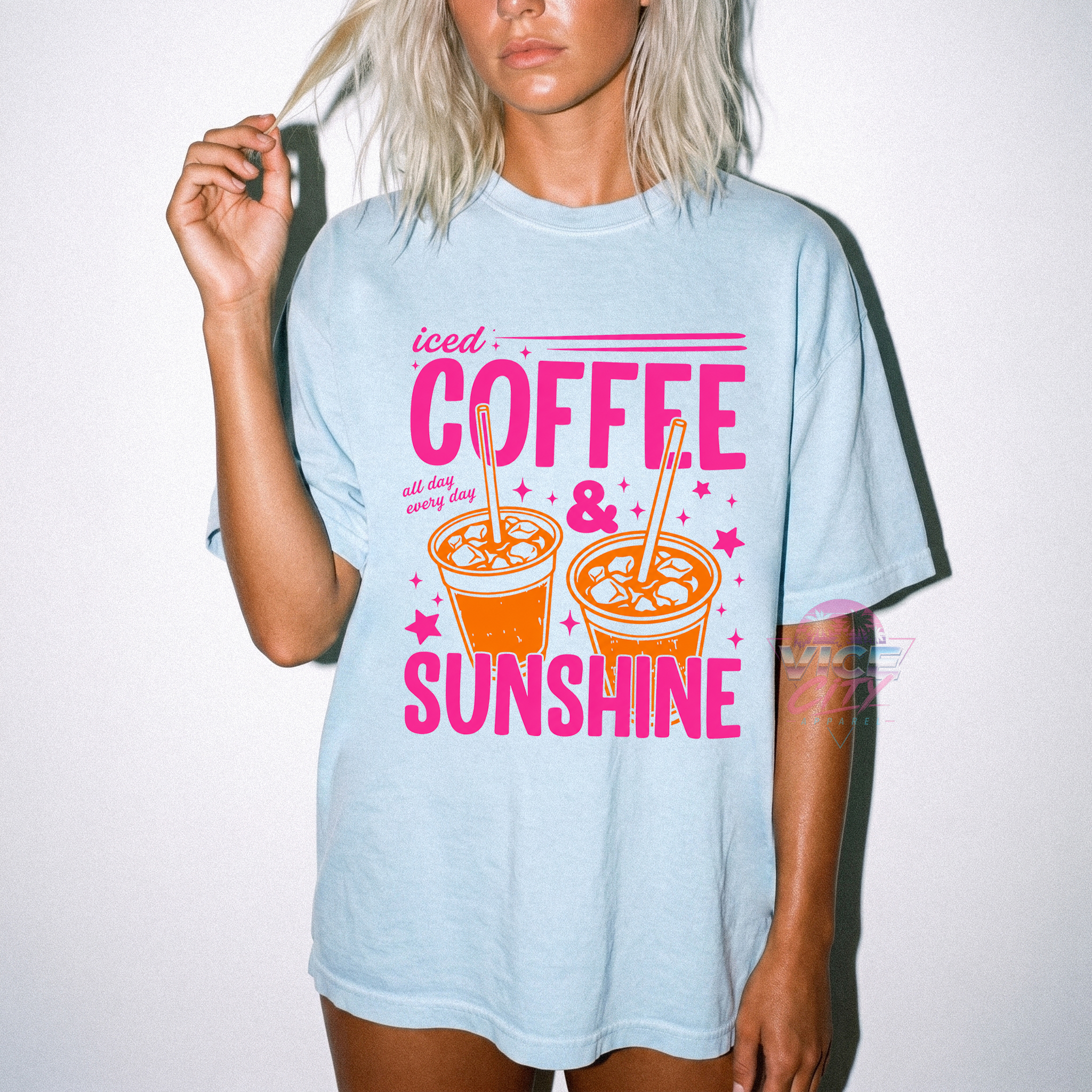 Iced Coffee and Sunshine" T-shirt