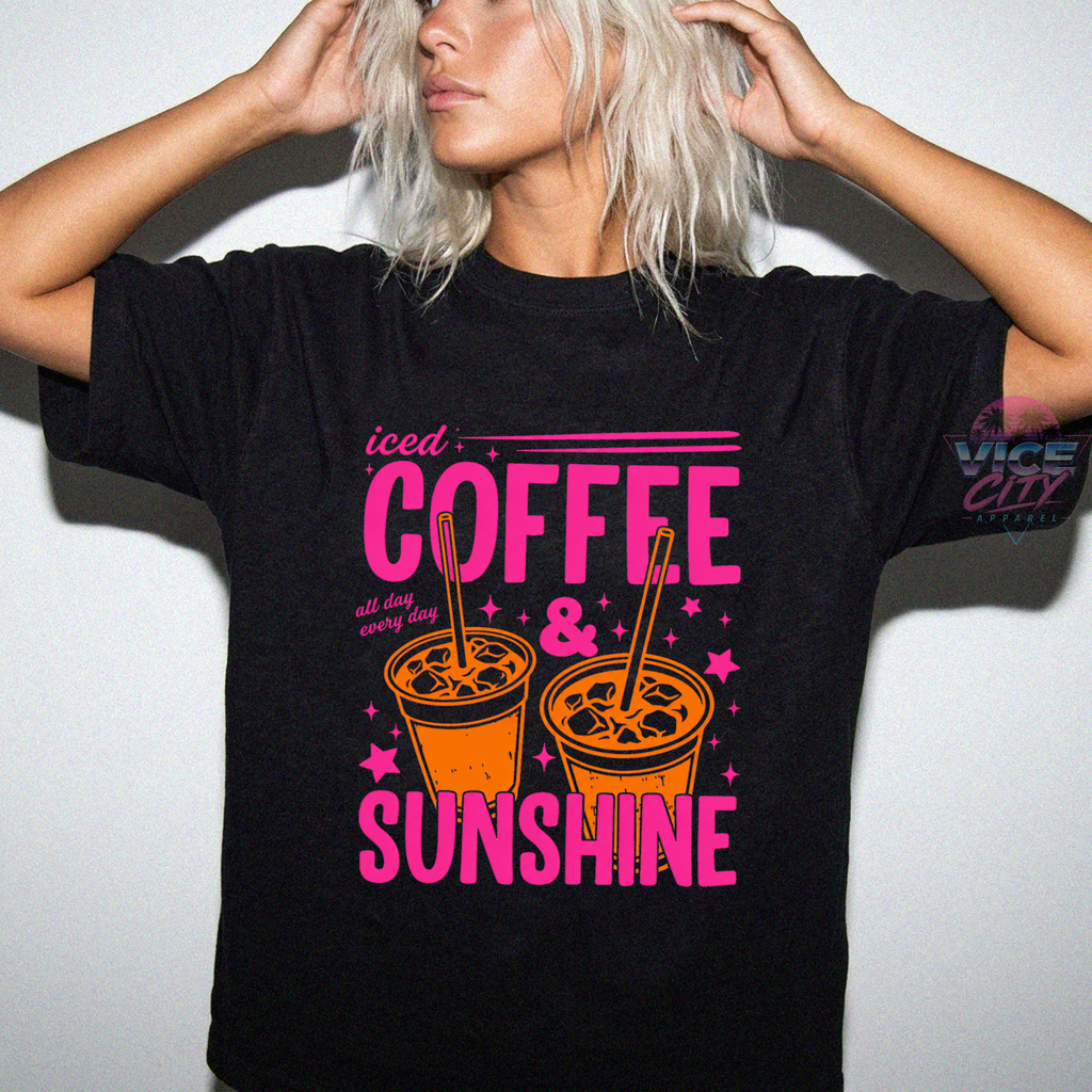 Iced Coffee and Sunshine" T-shirt