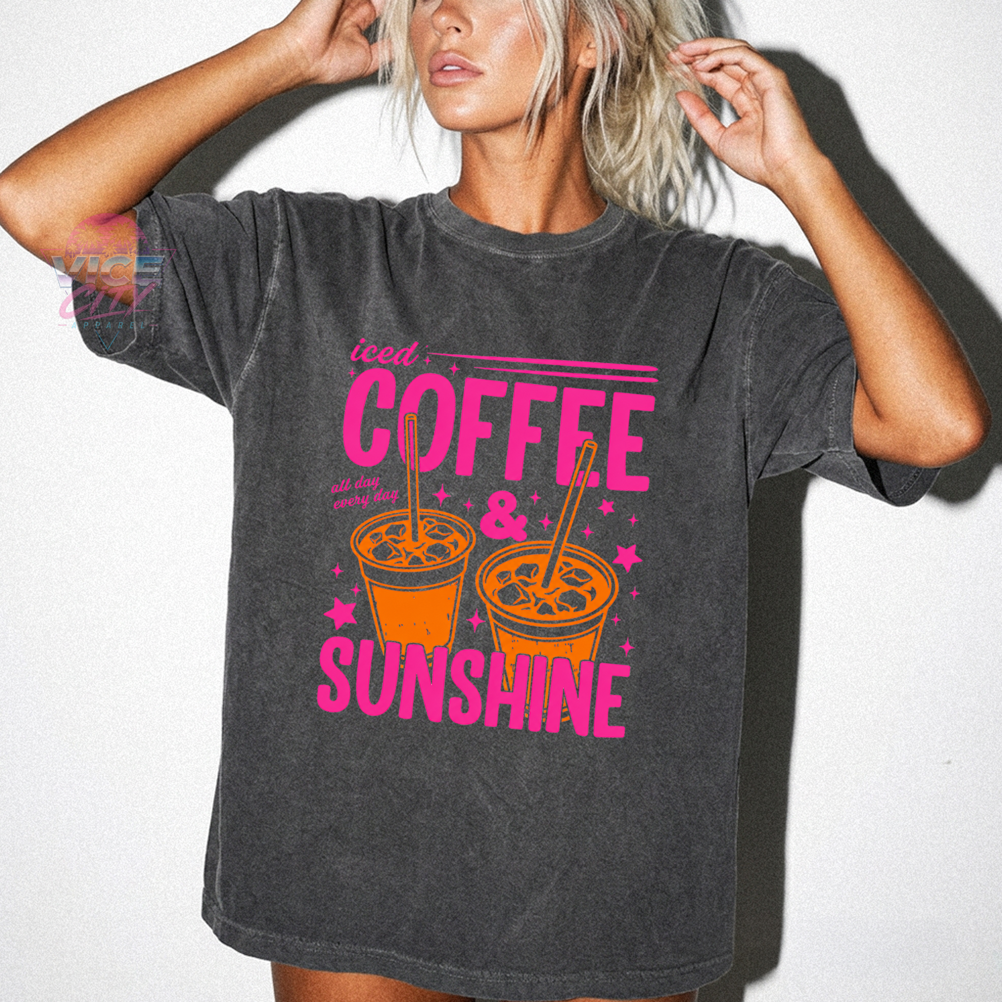 Iced Coffee and Sunshine" T-shirt