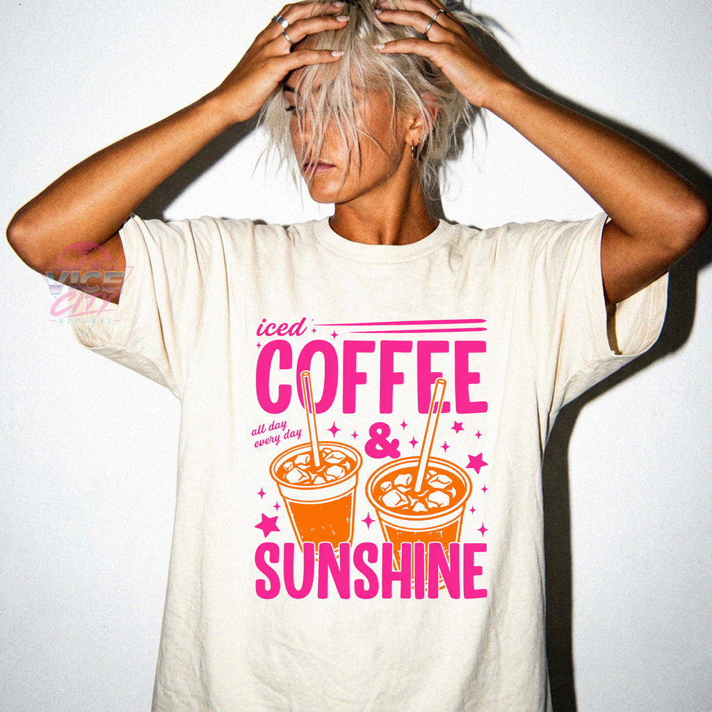 Iced Coffee and Sunshine" T-shirt