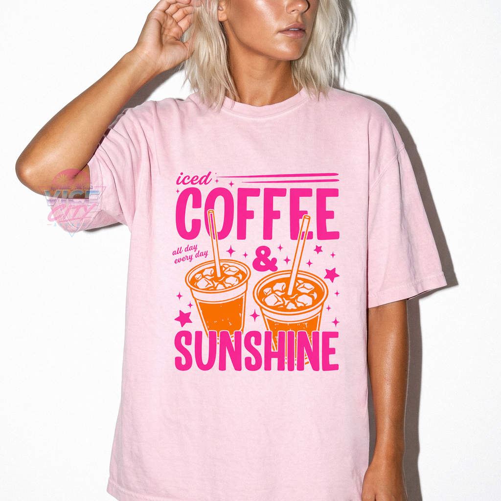 Iced Coffee and Sunshine" T-shirt