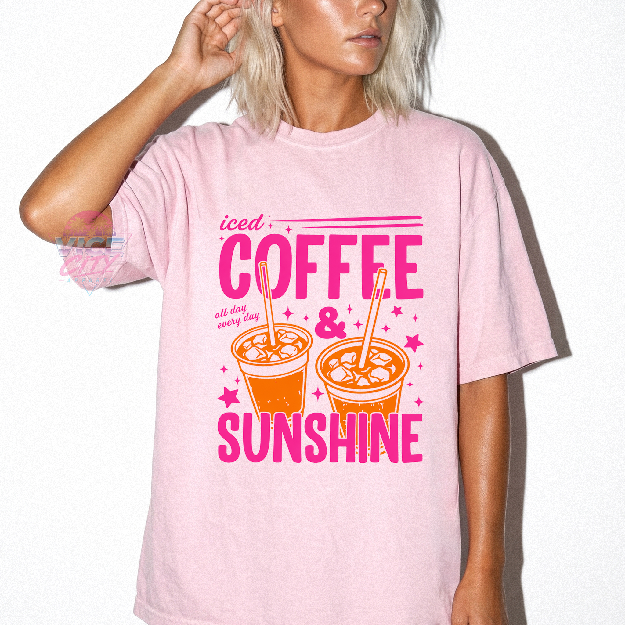 Iced Coffee and Sunshine" T-shirt