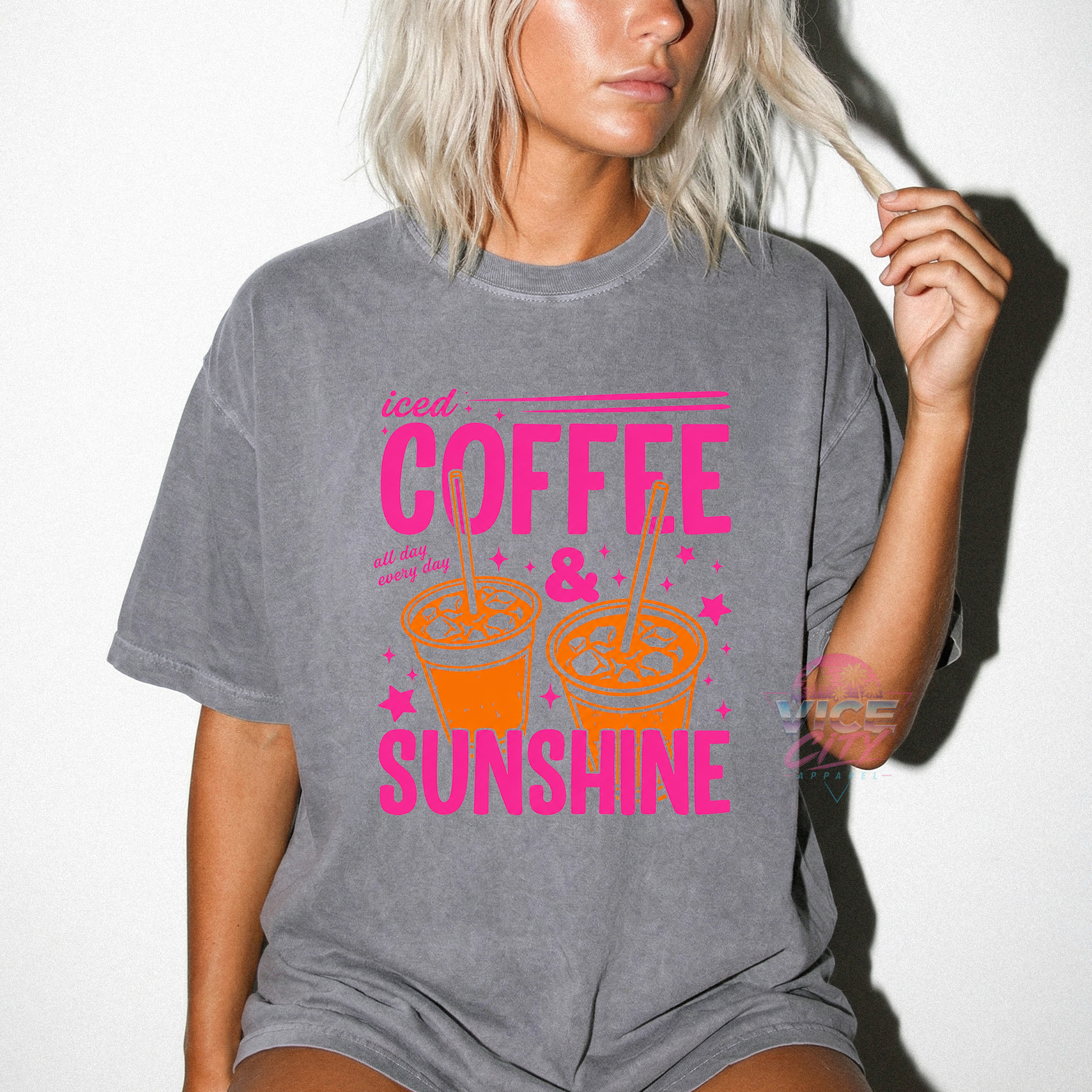 Iced Coffee and Sunshine" T-shirt